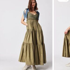 Free People Olive Bluebell Solid Maxi Dress